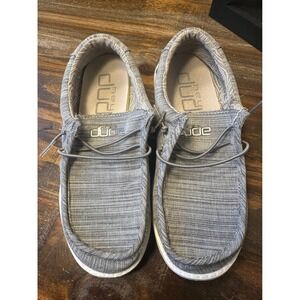 Hey Dude Wally Youth Linen Stone Striped‎ Slip On Shoes Kids Youth 3 - L4